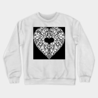 Black and White Blossoming Heart Crewneck Sweatshirt